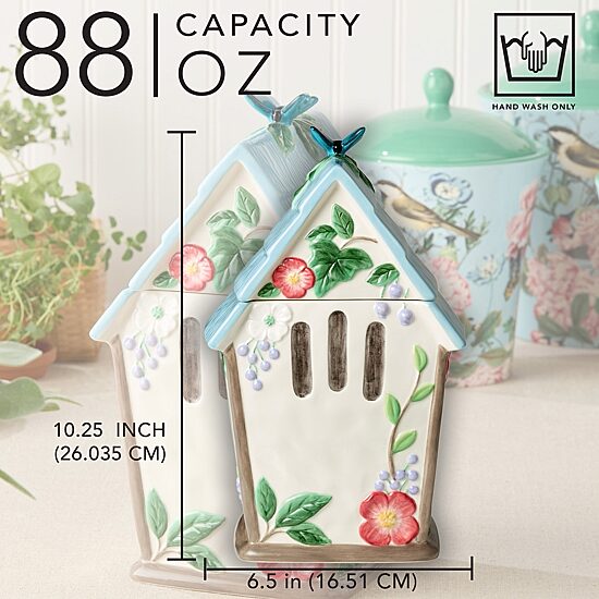 Certified International Flora Dishwasher Safe Ceramic Cookie Jar