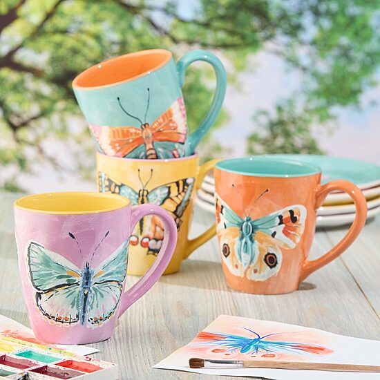 Certified International Butterflies 4-pc. Coffee Mug