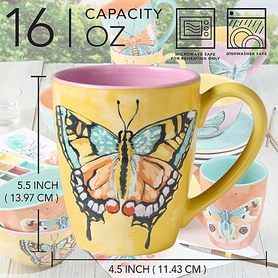 Certified International Butterflies 4-pc. Coffee Mug
