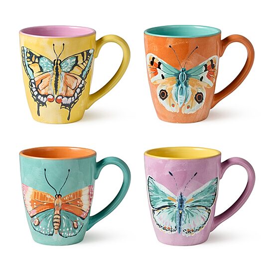Certified International Butterflies 4-pc. Coffee Mug