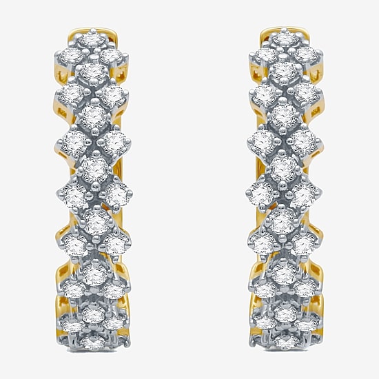 1/2 CT. T.W. Natural White Diamond 10K White or Yellow Gold 18.4mm Hoop Earrings