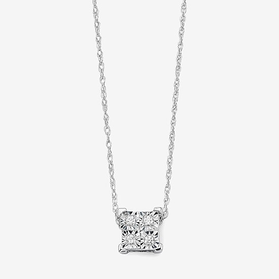 Diamond-Accent 10K White Gold Square Necklace