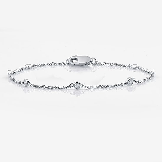 10K White Gold 7 1/2 Inch Solid Link Bracelet