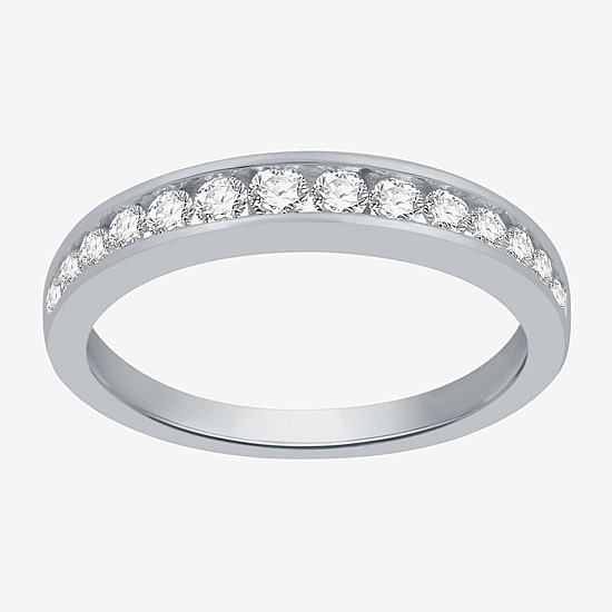 (I-J / I2) Womens 3MM 1/2 CT. T.W. Natural White Diamond 14K Gold Wedding Band