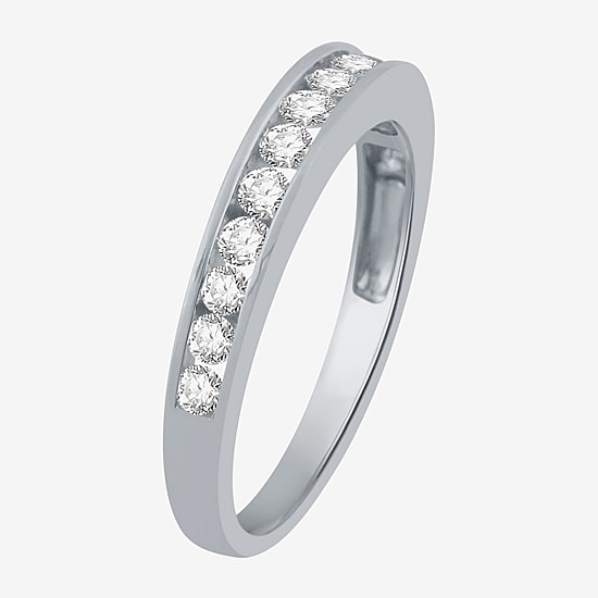 (I-J / I2) Womens 3MM 1/2 CT. T.W. Natural White Diamond 14K Gold Wedding Band