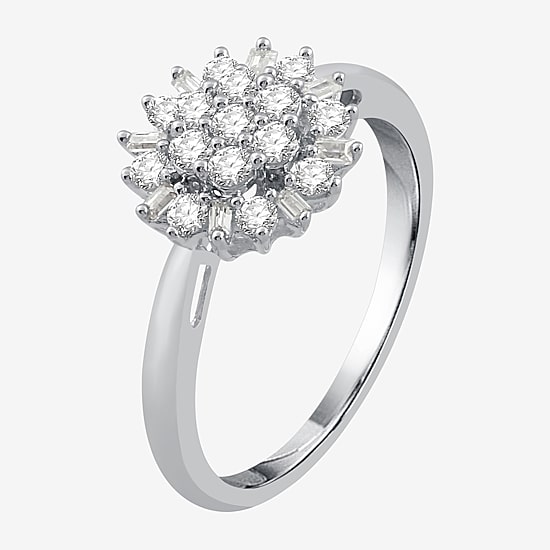 Diamond Blossom (I-J / I3) Womens 1/2 CT. T.W. Natural White Diamond 10K Gold Cluster Cocktail Ring