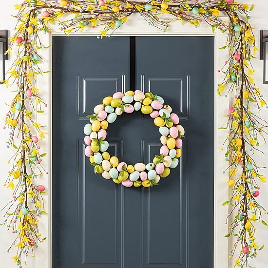 Glitzhome 18"D Easter Eggs Wreath