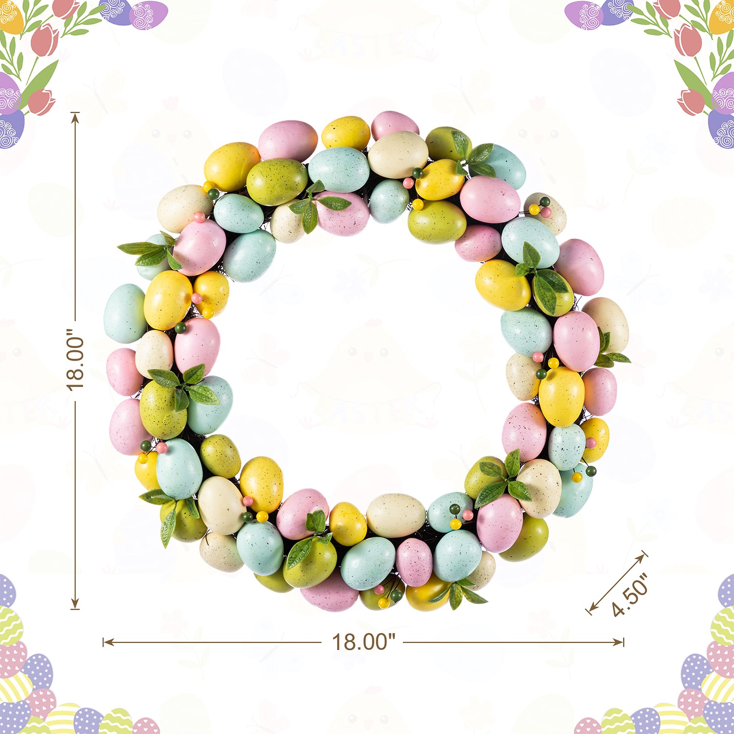 Glitzhome 18"D Easter Eggs Wreath