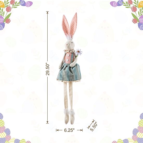 Glitzhome 30" Fabric Girl Bunny Easter Tabletop Decor