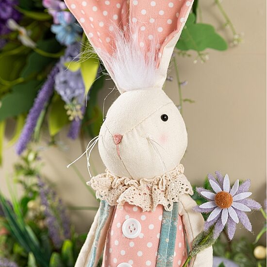 Glitzhome 30" Fabric Girl Bunny Easter Tabletop Decor