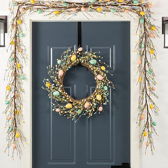 Glitzhome 72" Egg And Berries Easter Garland