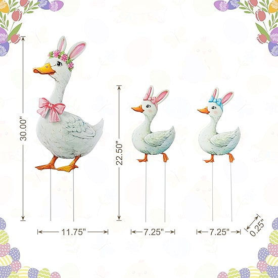 Glitzhome Metal Duck Family Easter Yard Art