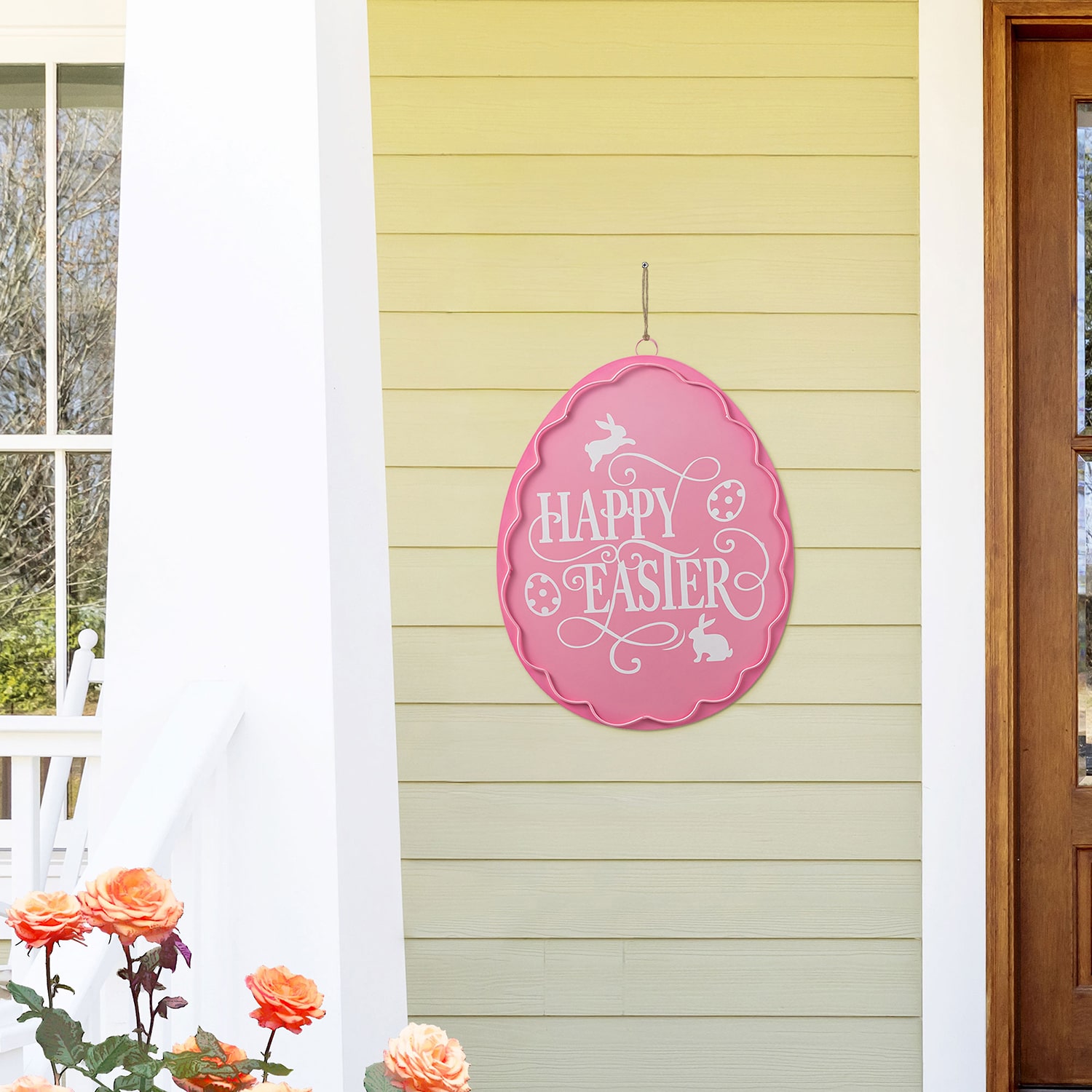 Glitzhome 24" Metal Egg Easter Yard Art