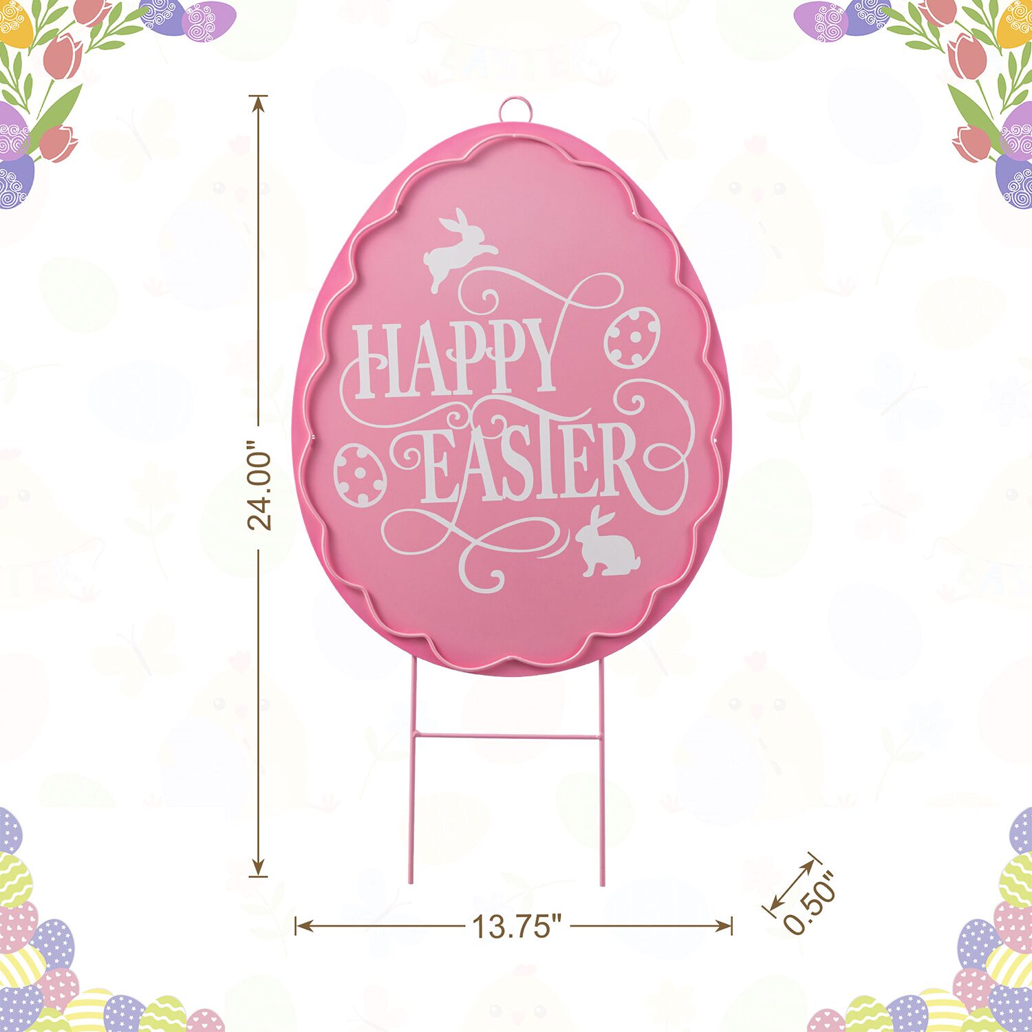Glitzhome 24" Metal Egg Easter Yard Art