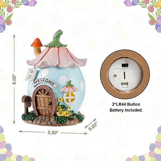 Glitzhome 8" Resin Egg Shaped House Easter Tabletop Decor