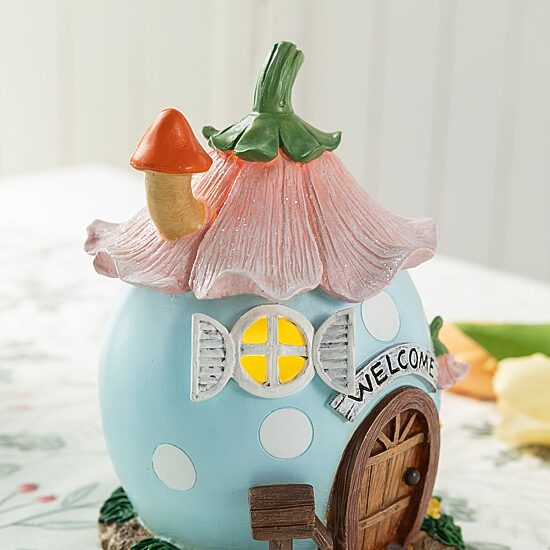 Glitzhome 8" Resin Egg Shaped House Easter Tabletop Decor