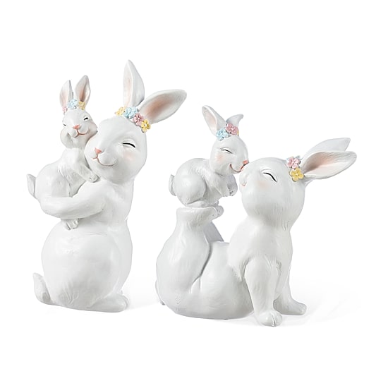 Glitzhome Bunny Mom And Baby Easter Tabletop Decor