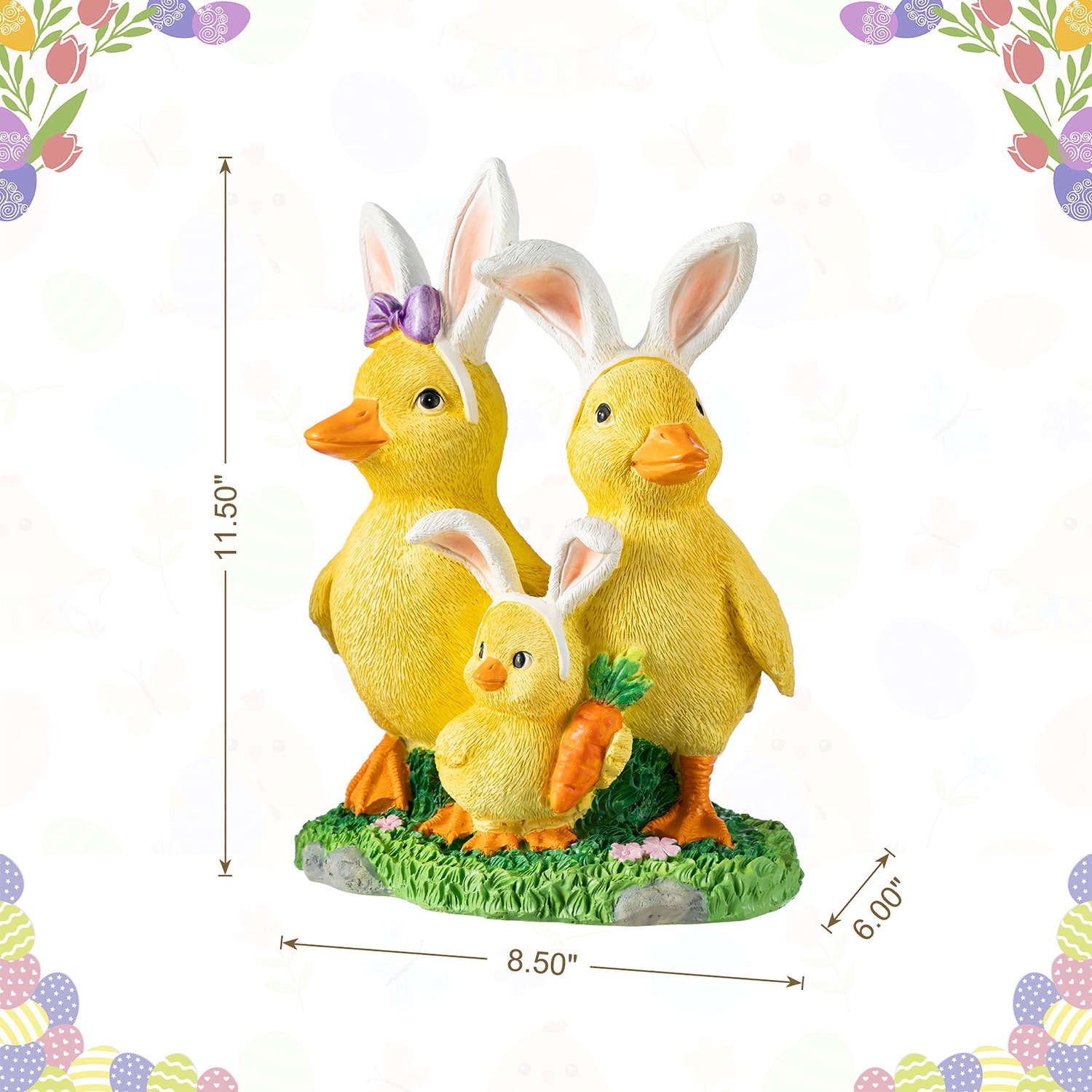 Glitzhome 12" Resin Duck Family Easter Tabletop Decor