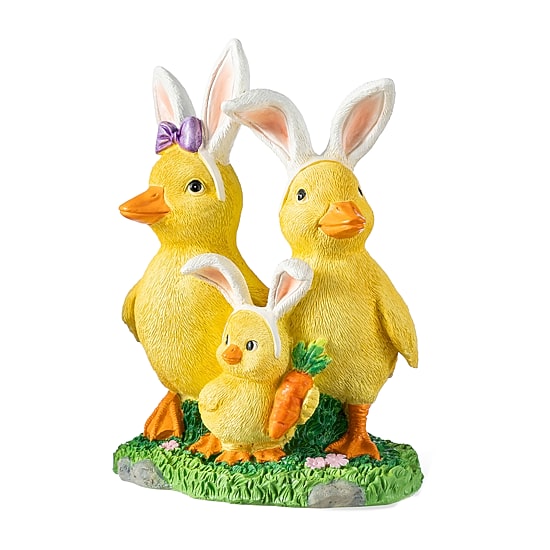 Glitzhome 12" Resin Duck Family Easter Tabletop Decor