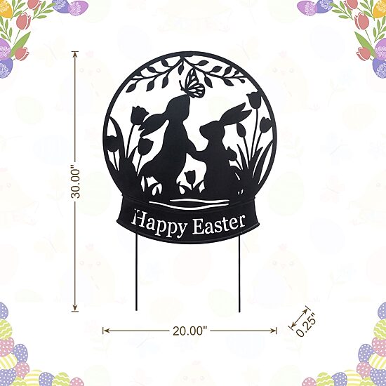 Glitzhome 30" Silhouette Bunny Couple Easter Yard Art