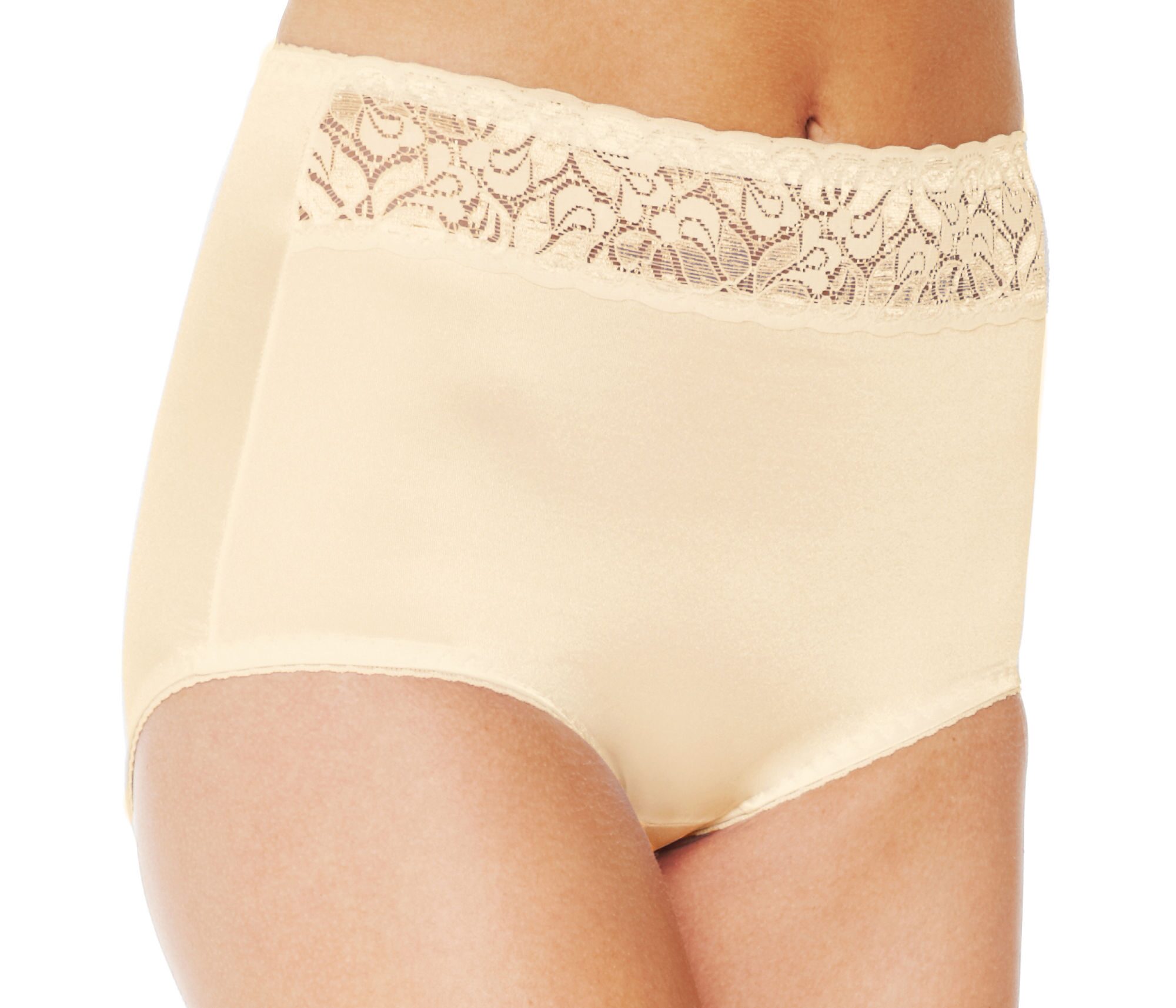 Underscore Rainbow Stretch Satin Lace Trim Control Briefs