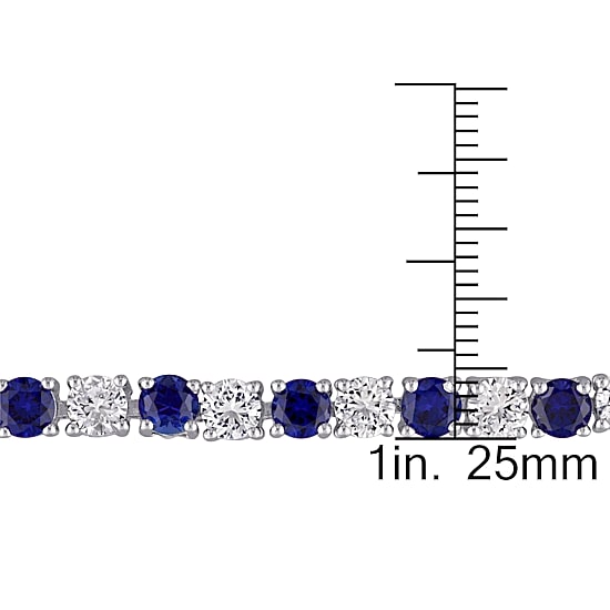 Womens Lab Created Blue Sapphire Sterling Silver 7.25 Inch Tennis Bracelet