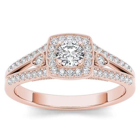 Womens 1/2 CT. T.W. Natural White Diamond 10K Gold Cushion Engagement Ring