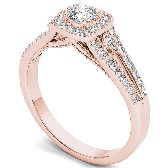 Womens 1/2 CT. T.W. Natural White Diamond 10K Gold Cushion Engagement Ring
