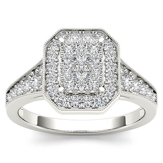 Womens 5/8 CT. T.W. Natural White Diamond 10K Gold Engagement Ring
