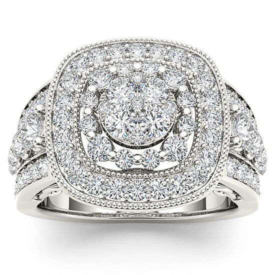 Womens 1 1/2 CT. T.W. Natural White Diamond 14K Gold Cushion Engagement Ring