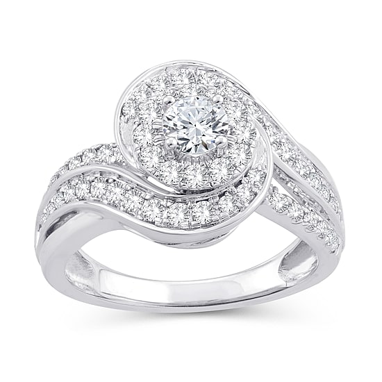 Womens 1 CT. T.W. Natural White Diamond 10K Gold Round Engagement Ring