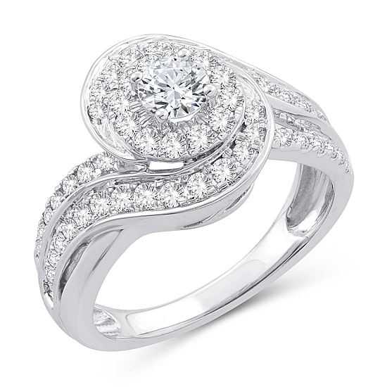 Womens 1 CT. T.W. Natural White Diamond 10K Gold Round Engagement Ring