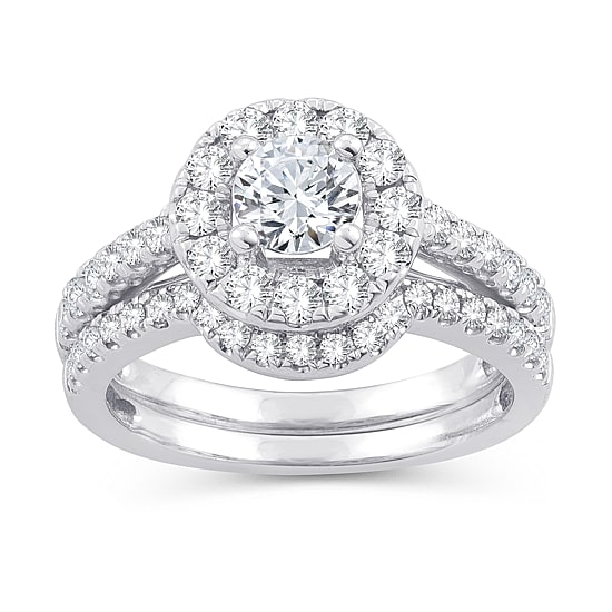 Womens 1 1/2 CT. T.W. Natural White Diamond 10K Gold Round Bridal Set