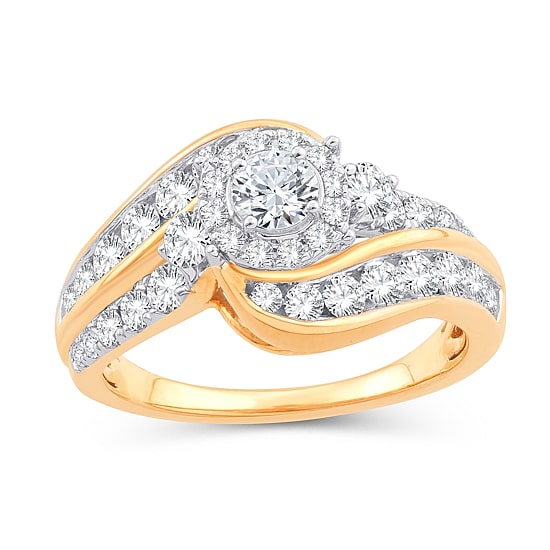 Womens 1 1/2 CT. T.W. Natural White Diamond 10K Gold Round Engagement Ring