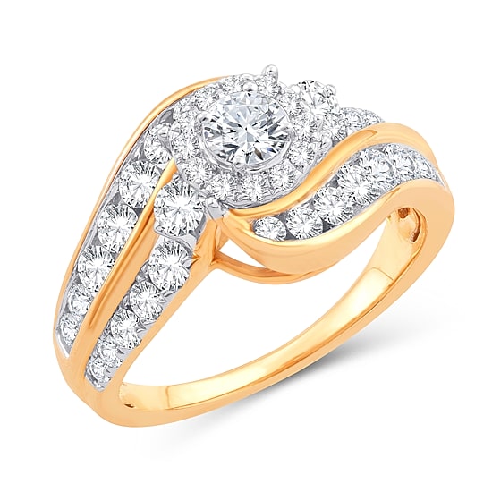 Womens 1 1/2 CT. T.W. Natural White Diamond 10K Gold Round Engagement Ring