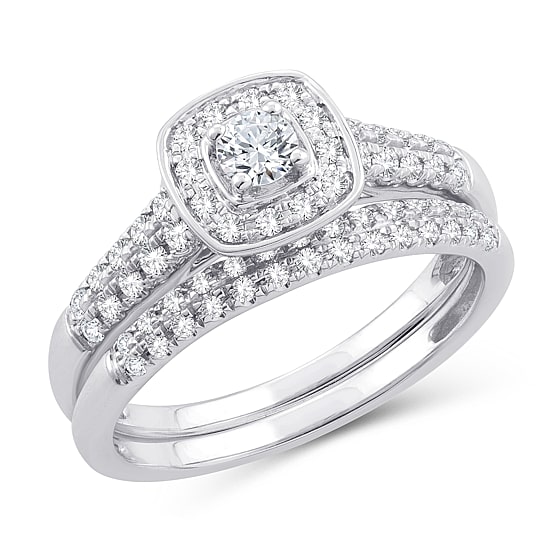 Womens 1/2 CT. T.W. Natural White Diamond 10K Gold Cushion Engagement Ring