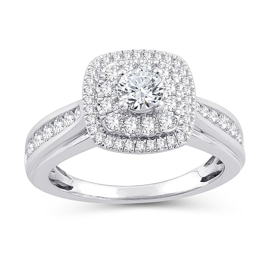 Womens 1 CT. T.W. Natural White Diamond 10K Gold Cushion Engagement Ring