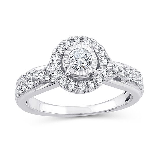 Womens 3/4 CT. T.W. Natural White Diamond 10K Gold Round Engagement Ring