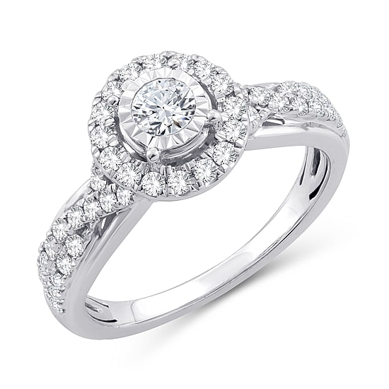 Womens 3/4 CT. T.W. Natural White Diamond 10K Gold Round Engagement Ring