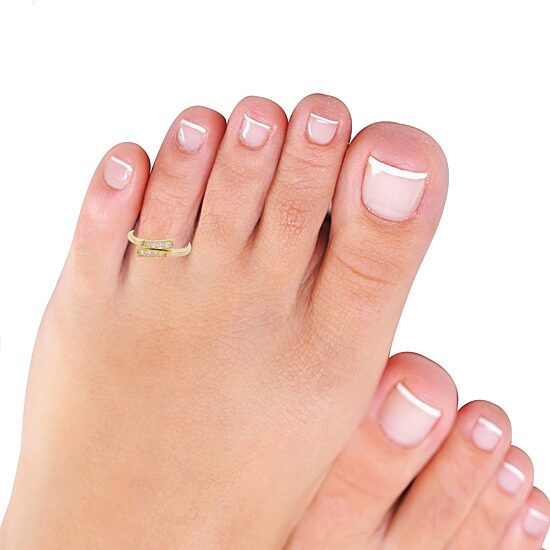 White Cubic Zirconia 10K Gold Adjustable Toe Ring
