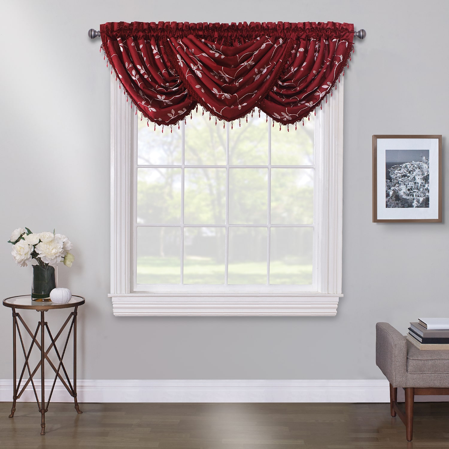 Max Blackout Mystique Embroidery Rod Pocket Waterfall Valance