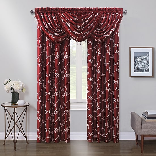 Max Blackout Mystique Embroidery Rod Pocket Waterfall Valance