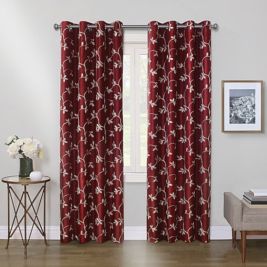 Max Blackout Mystique Grommet Top Embroidered 100% Blackout Single Curtain Panel