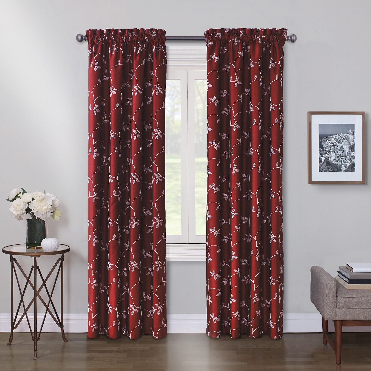 Max Blackout Mystique Rod Pocket Embroidered 100% Blackout Single Curtain Panel