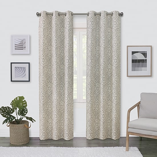 Regal Home Surfaces Ikat Scroll Grommet Top Light-Filtering Single Curtain Panel