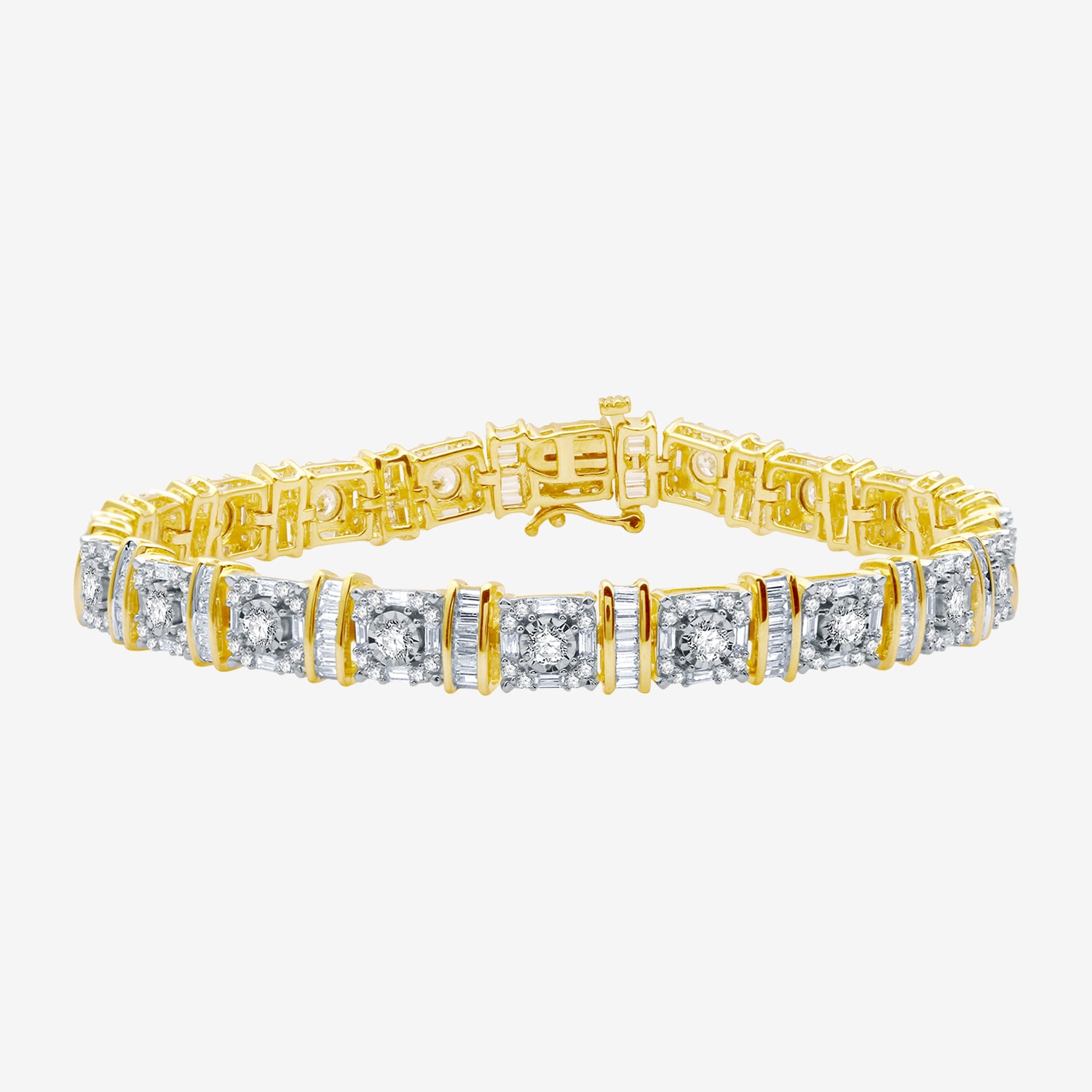 Womens 5 CT. T.W. Natural White Diamond 10K Gold 7.5 Inch Tennis Bracelet