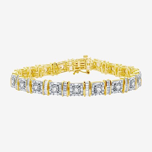 Womens 5 CT. T.W. Natural White Diamond 10K Gold 7.5 Inch Tennis Bracelet, One Size, Yellow