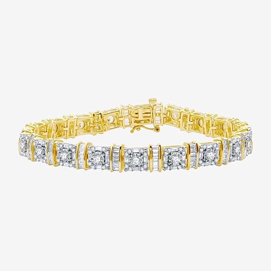 Womens 5 CT. T.W. Natural White Diamond 10K Gold 7.5 Inch Tennis Bracelet