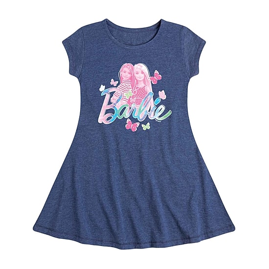 Little & Big Kid Girls Short Sleeve Barbie Knit A-Line Dress