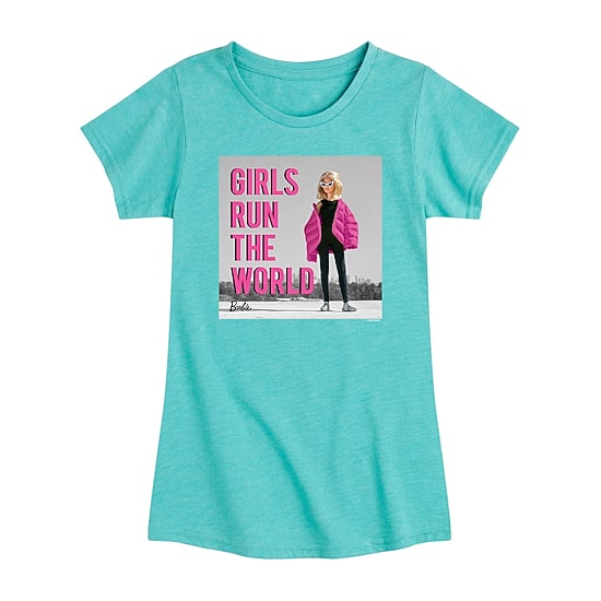 Little & Big Kid Girls Crew Neck Short Sleeve Regular Fit Barbie Graphic T-Shirt